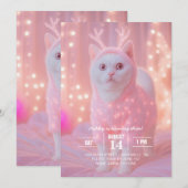 Cute Glowing Reindeer Kitty Winter Fantasy         招待状 (正面/裏面)