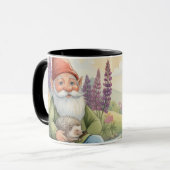 Cute gnome and hedgehog floral mug  マグカップ (正面左)
