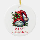 Cute Gnome Christmas セラミックオーナメント (正面)