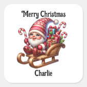 Cute gnome Christmas holiday Sticker スクエアシール (正面)