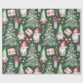 Cute Gnome Christmas Tree Holiday Pattern Gift Wra ラッピングペーパー (フラット)