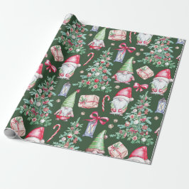 Cute Gnome Christmas Tree Holiday Pattern Gift Wra ラッピングペーパー