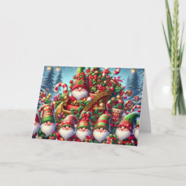 Cute Gnome Family Christmas シーズンカード
