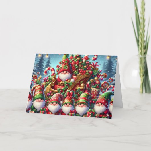 Cute Gnome Family Christmas シーズンカード (正面)