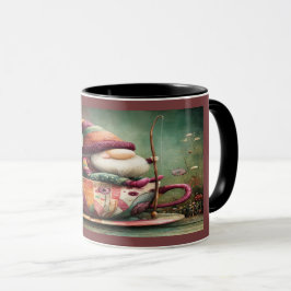 Cute Gnome Fishing in a Teacup Whimsical Mug マグカップ