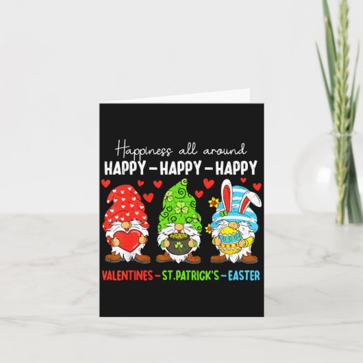 Cute Gnome Happy Valentines St Patricks Easter Hol カード (正面)