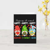 Cute Gnome Happy Valentines St Patricks Easter Hol カード (黄色い花)