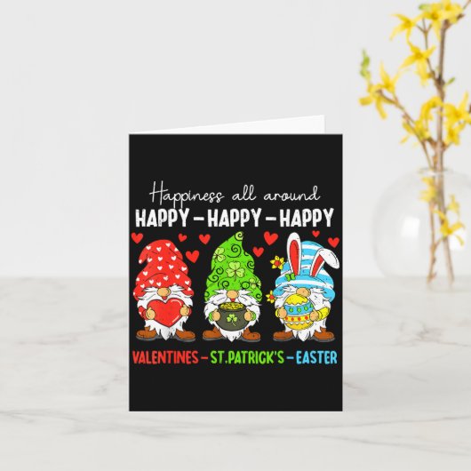 Cute Gnome Happy Valentines St Patricks Easter Hol カード (黄色い花)
