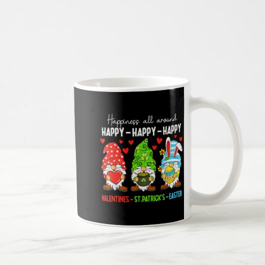 Cute Gnome Happy Valentines St Patricks Easter Hol コーヒーマグカップ (右)