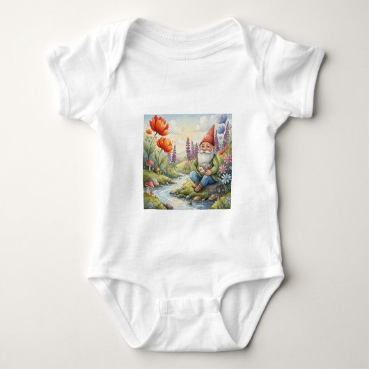 Cute gnome hedgehog custom baby bodysuit ベビーボディスーツ (正面)