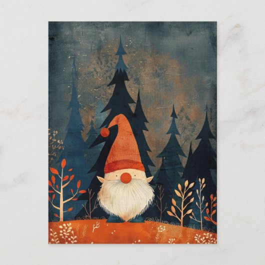 Cute Gnome Illustration Whimsical Christmas  ポストカード (正面)