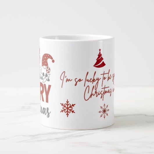 Cute Gnome Merry Christmas Coffee Mug ジャンボコーヒーマグカップ (正面)