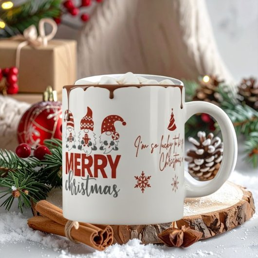 Cute Gnome Merry Christmas Coffee Mug ジャンボコーヒーマグカップ