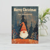 Cute Gnome Nordic Art Merry Christmas Whimsical シーズンカード (スタンド正面)