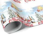 Cute Gnome, Snowman Celebrating Christmas Holiday ラッピングペーパー (ロールコーナー)