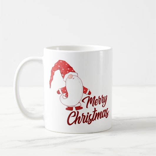 Cute Gnome with Long Beard Merry Christmas コーヒーマグカップ (左)