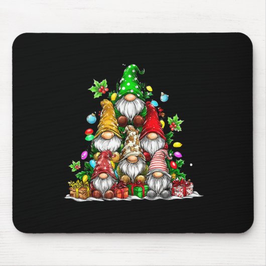 Cute Gnomes Christmas Tree Lights Gnomies Gnome Xm マウスパッド (正面)