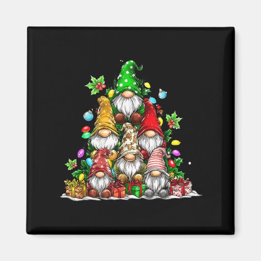 Cute Gnomes Christmas Tree Lights Gnomies Gnome Xm マグネット (正面)