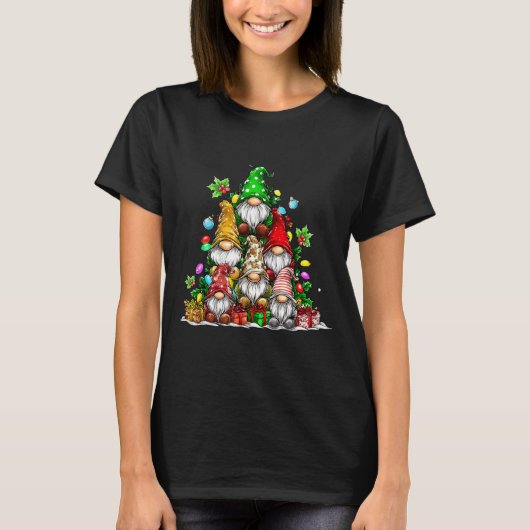 Cute Gnomes Christmas Tree Lights Gnomies Gnome Xm Tシャツ (正面)