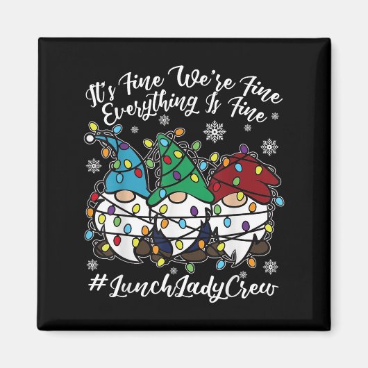 Cute Gnomes Everything Is Fine Christmas Lunch Lad マグネット (正面)