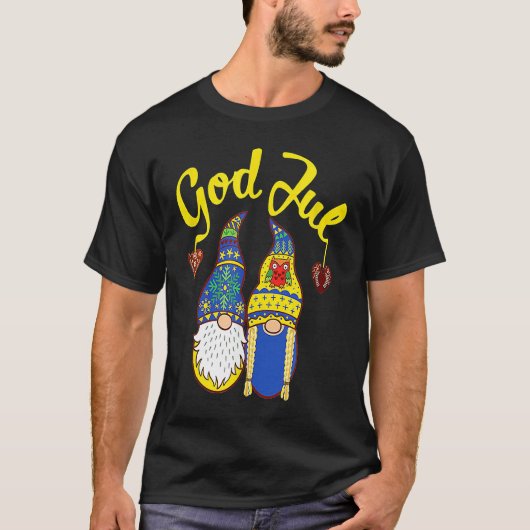 Cute Gnomes God Jul Swedish Norwegian Christmas Tシャツ (正面)