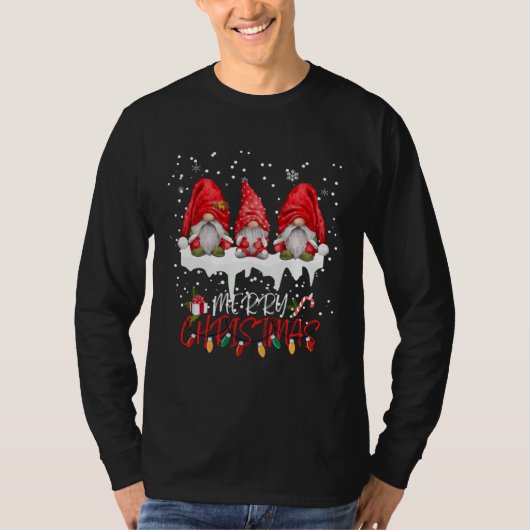 Cute Gnomes Merry Christmas Light Family Gnome Xma Tシャツ (正面)