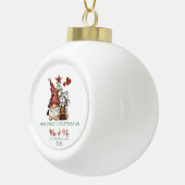Cute Gnomes Pine Tree Our First Christmas  セラミックボールオーナメント (右)