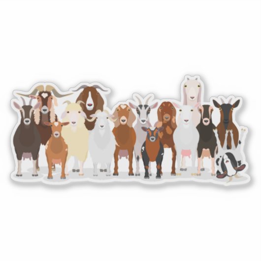 cute goat group sticker シール (正面)