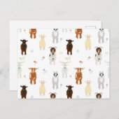 Cute Goats Farm Animals シーズンポストカード (正面/裏面)