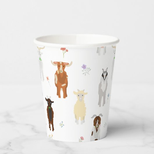 Cute Goats Farm Animals 紙コップ (左)