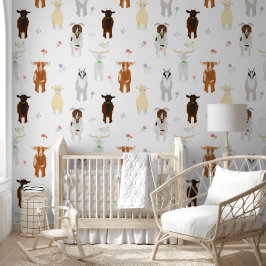 Cute Goats Farm Animals Kids Bedroom Playroom 壁紙