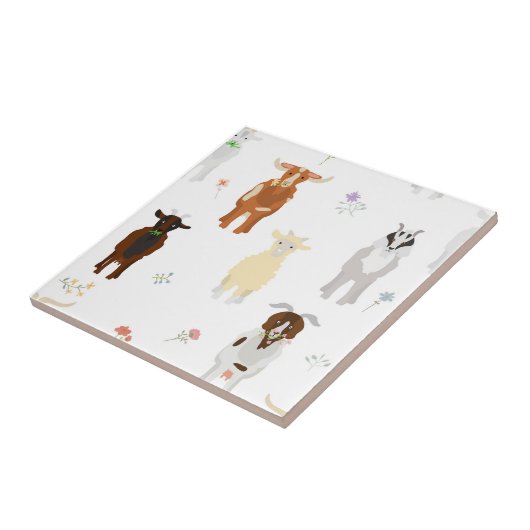 Cute Goats Farm Animals Kids Seamless Pattern タイル (側面)