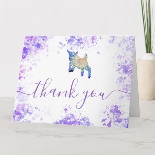 Cute Goats Farm Birthday Party サンキューカード (正面)