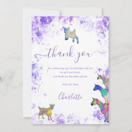 Cute Goats Farm Birthday Party Thank You サンキューカード