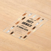 Cute Goats Farm Party Animals Goat Birthday Theme アクリル招待状 (レイダウン)