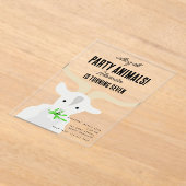 Cute Goats Farm Party Animals Goat Birthday Theme アクリル招待状 (レイダウン)