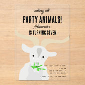 Cute Goats Farm Party Animals Goat Birthday Theme アクリル招待状 (正面)
