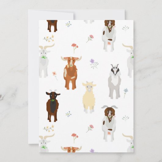 Cute Goats Farm Party Animals Goat Birthday Theme 招待状 (裏面)