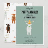 Cute Goats Farm Party Animals Goat Birthday Theme 招待状 (正面/裏面)
