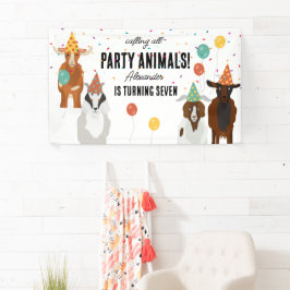 Cute Goats Farm Party Animals Goat Birthday Theme 横断幕
