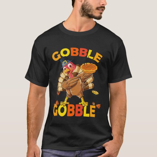 Cute Gobble Gobble Turkey Pilgrim Little Boys Than Tシャツ (正面)