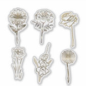 Cute Gold Abstract Flowers Drawing シール (正面)