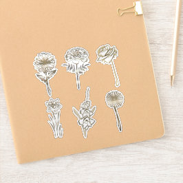 Cute Gold Abstract Flowers Drawing シール