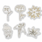 Cute Gold Abstract Flowers Part2 シール (正面)