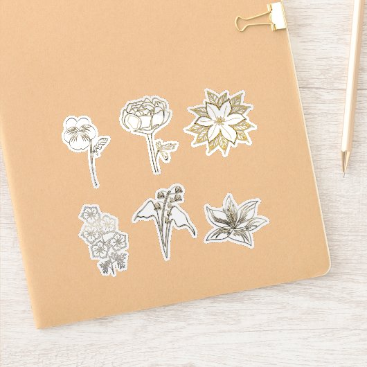 Cute Gold Abstract Flowers Part2 シール (ノートブック)