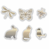 Cute Gold Animals Insects  シール (正面)