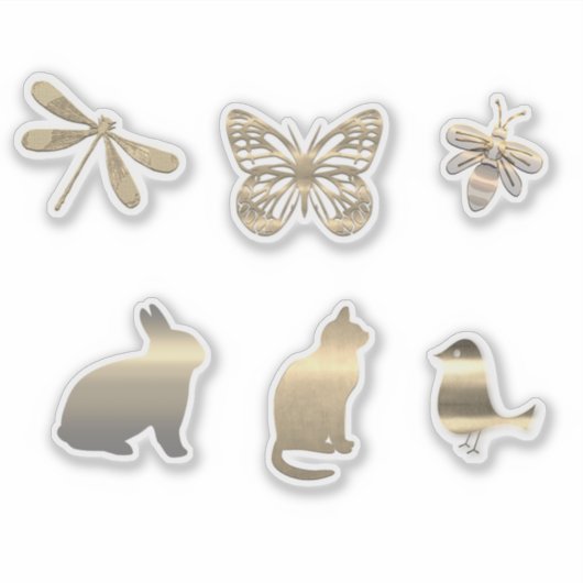Cute Gold Animals Insects  シール (正面)