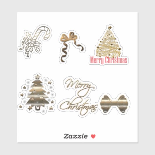 Cute Gold Christmas シール (シート)