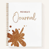Cute Gold Glitter Splatter Journal Notebook ノートブック (正面)