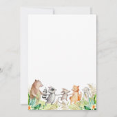Cute Gold Green Brown Floral Animal Baby Shower In 招待状 (裏面)